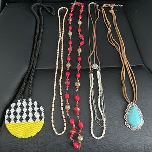 #22 variety material long necklaces bundle